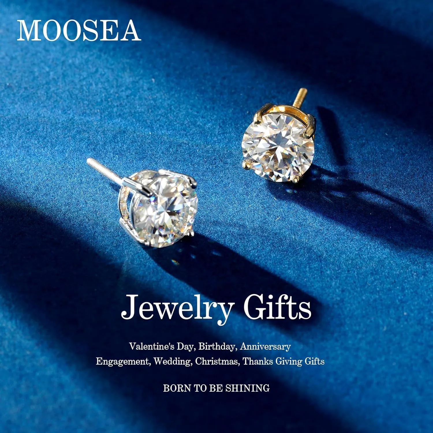 0.2-4ct Moissanite Screw Back Earrings for Women, Round D Color VVS1 Clarity Conflict Free Lab Created Moissanite Earrings 14K White Yellow Rose Gold Vermeil Moissanite Stud Earring for Women Men Gift