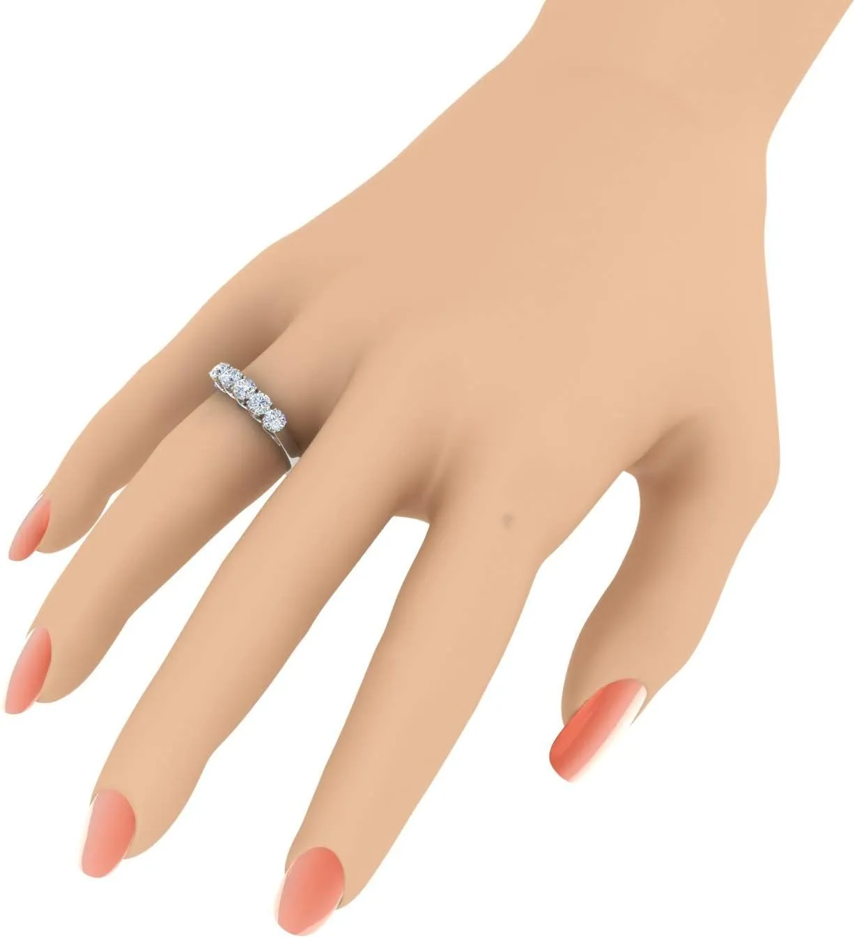 1 Carat Round Diamond Wedding Band Ring in 14K Gold