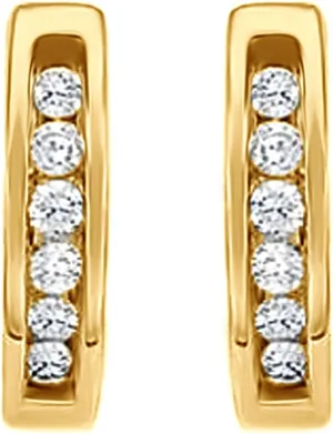 (1/10 Ct) Natural Diamond 14K Solid Yellow Gold Huggie Hoop Earrings