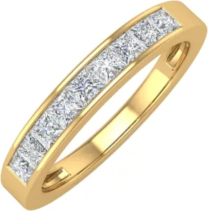 1/2 Carat Channel Set Princess Cut Diamond Wedding Band Ring in 14K Gold