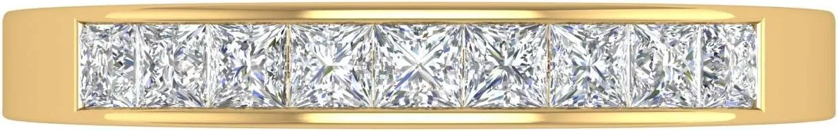 1/2 Carat Channel Set Princess Cut Diamond Wedding Band Ring in 14K Gold