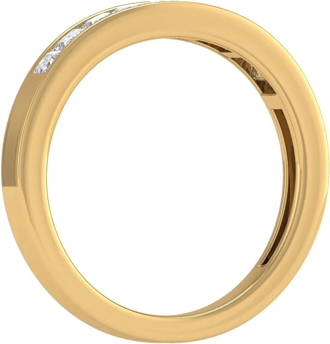 1/2 Carat Channel Set Princess Cut Diamond Wedding Band Ring in 14K Gold