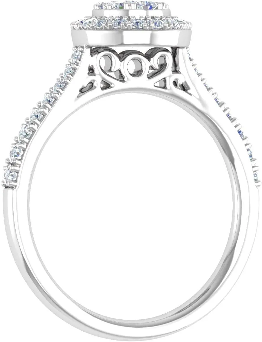 1/2 Carat Diamond Cluster Engagement Ring in 10K Gold (I1-I2 Clarity)