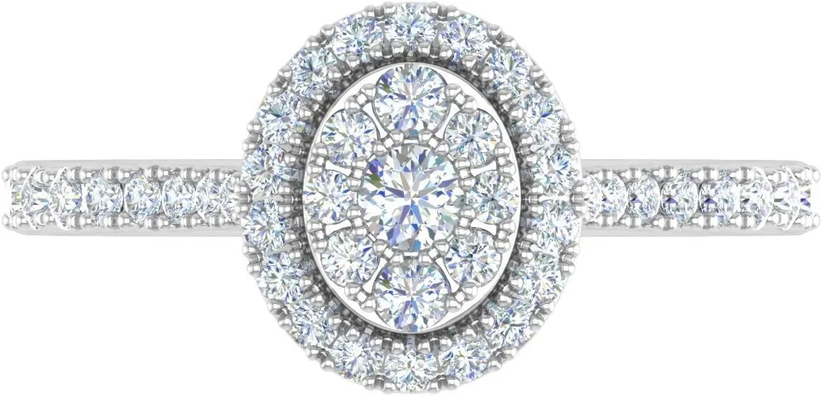 1/2 Carat Diamond Cluster Engagement Ring in 10K Gold (I1-I2 Clarity)