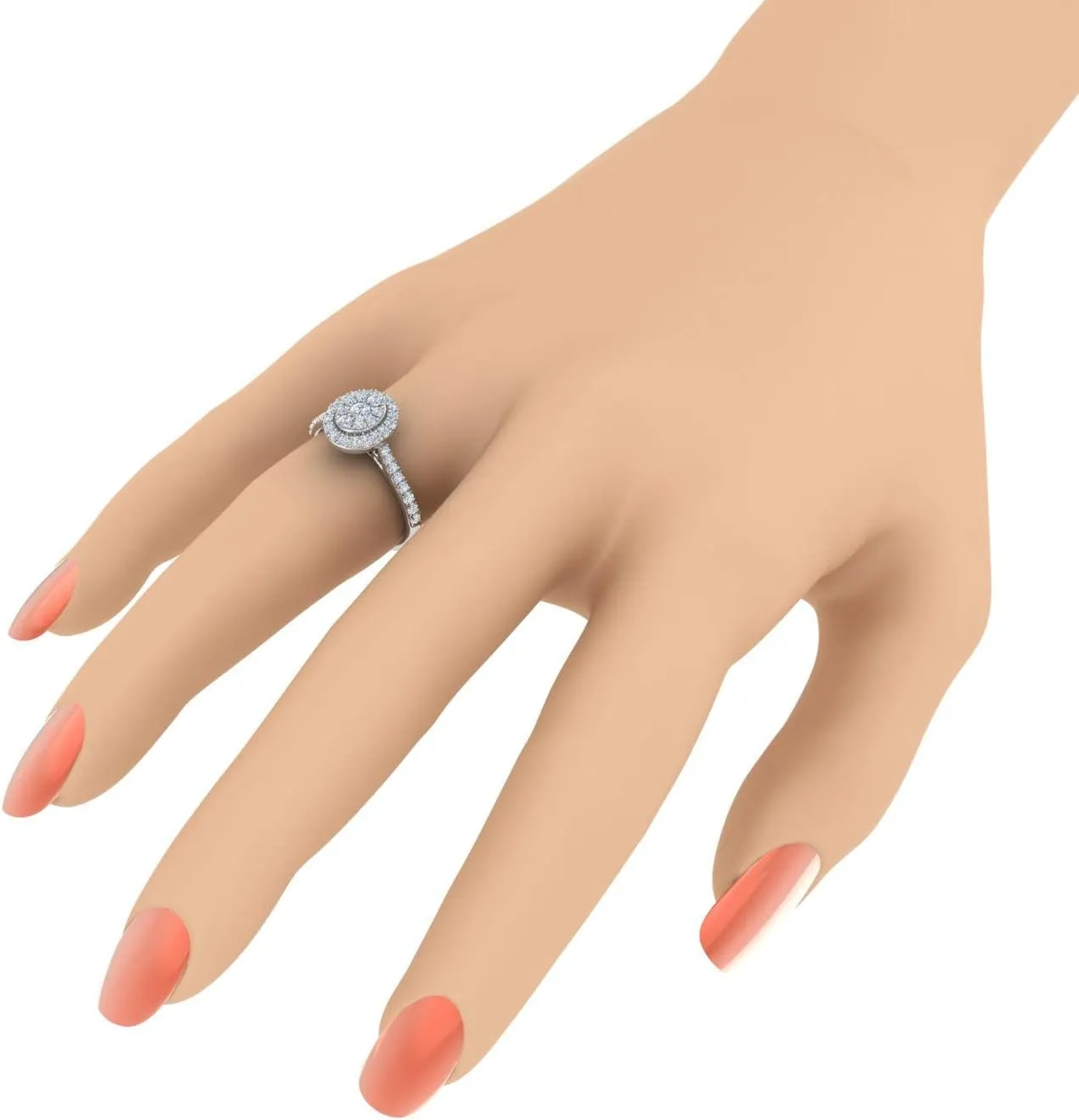 1/2 Carat Diamond Cluster Engagement Ring in 10K Gold (I1-I2 Clarity)