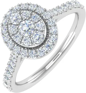 1/2 Carat Diamond Cluster Engagement Ring in 10K Gold (I1-I2 Clarity)