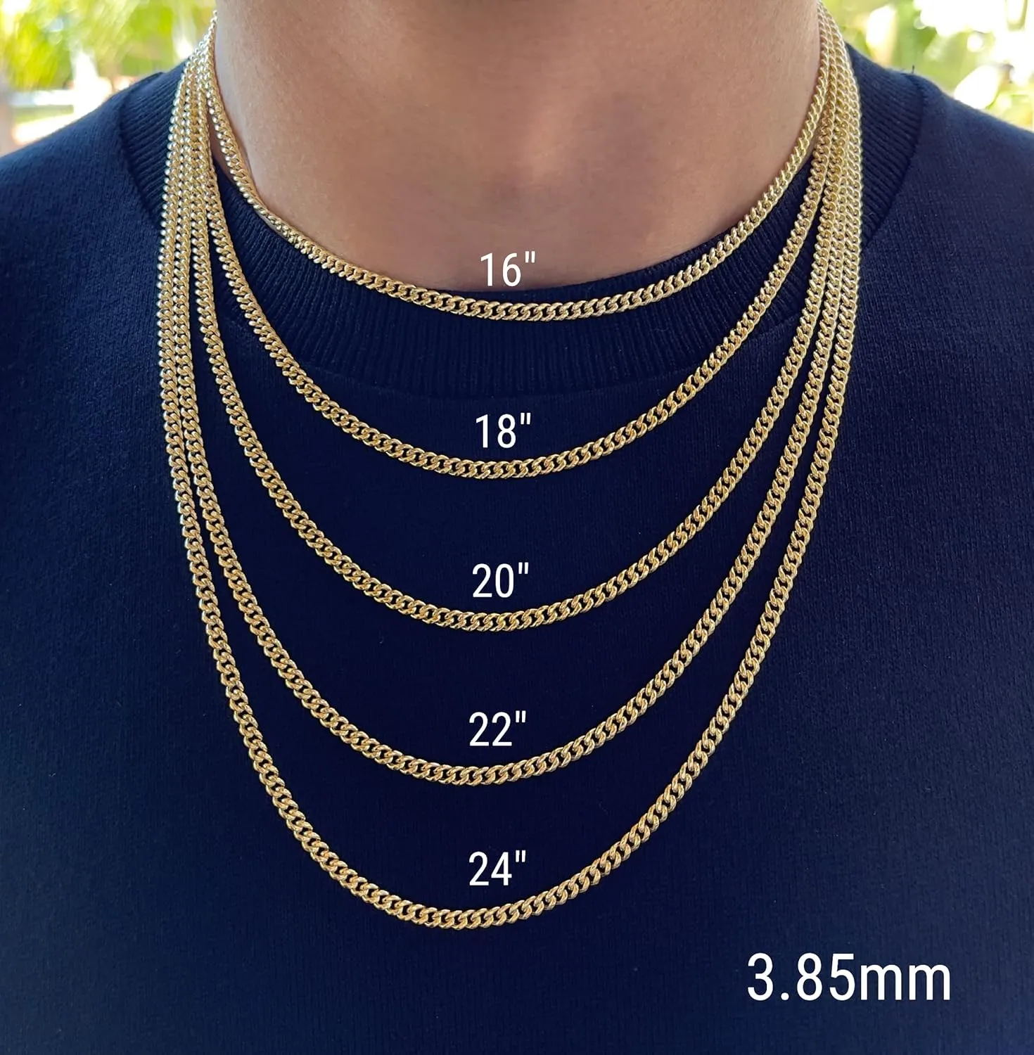 14K Gold Miami Cuban Link Chain Men - 1.85mm 2.15mm 2.85mm 3.85mm 4.4mm 5.35mm Diamond Cut Thick Cuban Curb Chain - Yellow Real Gold Necklaces For Women with Lobster Clasp 16" 18" 20" 22" 24"