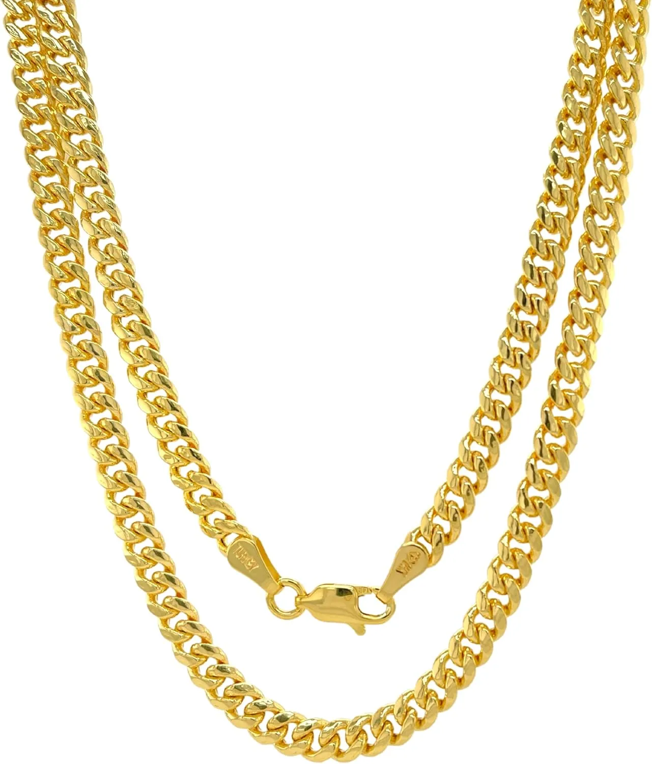14K Gold Miami Cuban Link Chain Men - 1.85mm 2.15mm 2.85mm 3.85mm 4.4mm 5.35mm Diamond Cut Thick Cuban Curb Chain - Yellow Real Gold Necklaces For Women with Lobster Clasp 16" 18" 20" 22" 24"