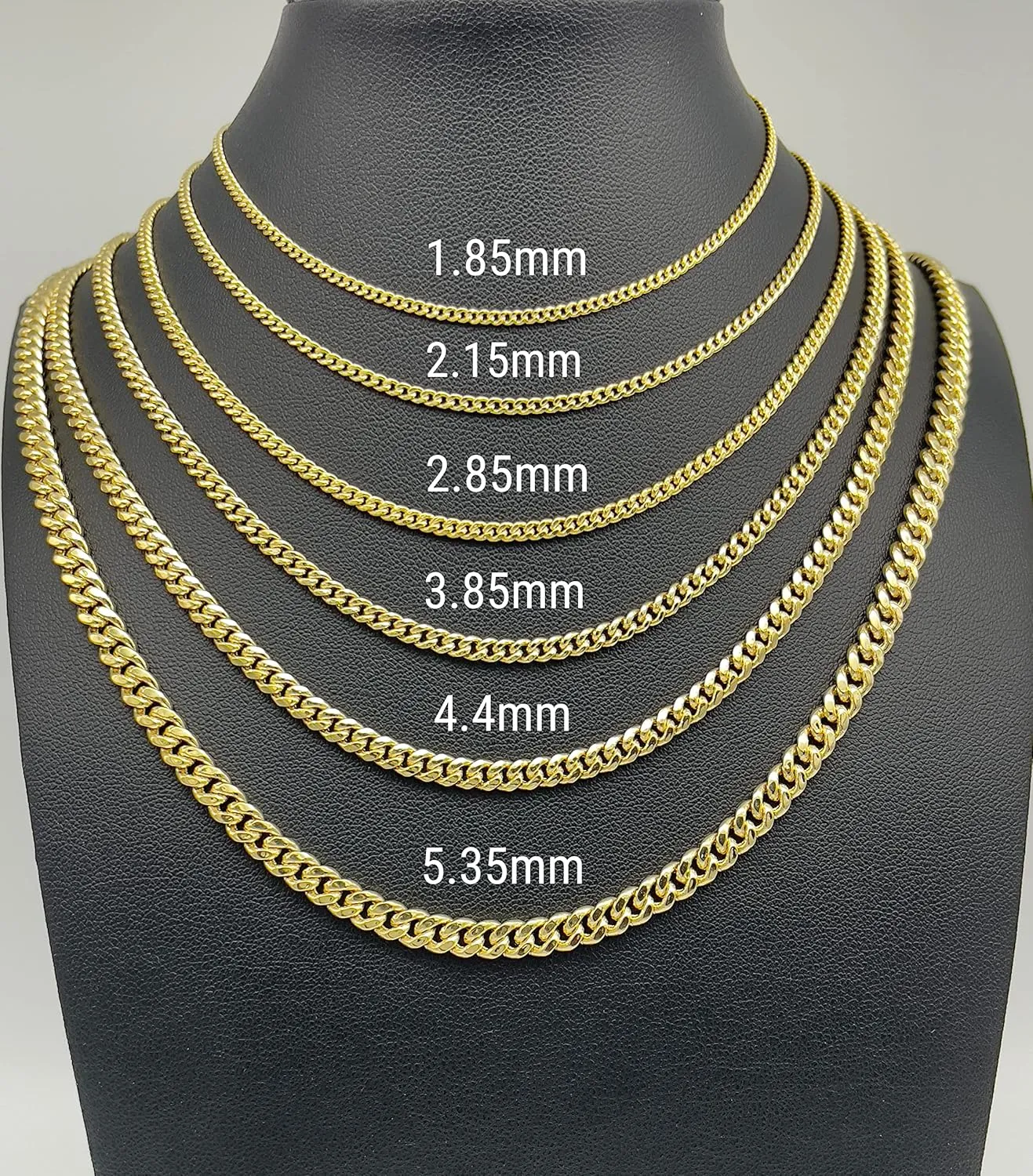 14K Gold Miami Cuban Link Chain Men - 1.85mm 2.15mm 2.85mm 3.85mm 4.4mm 5.35mm Diamond Cut Thick Cuban Curb Chain - Yellow Real Gold Necklaces For Women with Lobster Clasp 16" 18" 20" 22" 24"