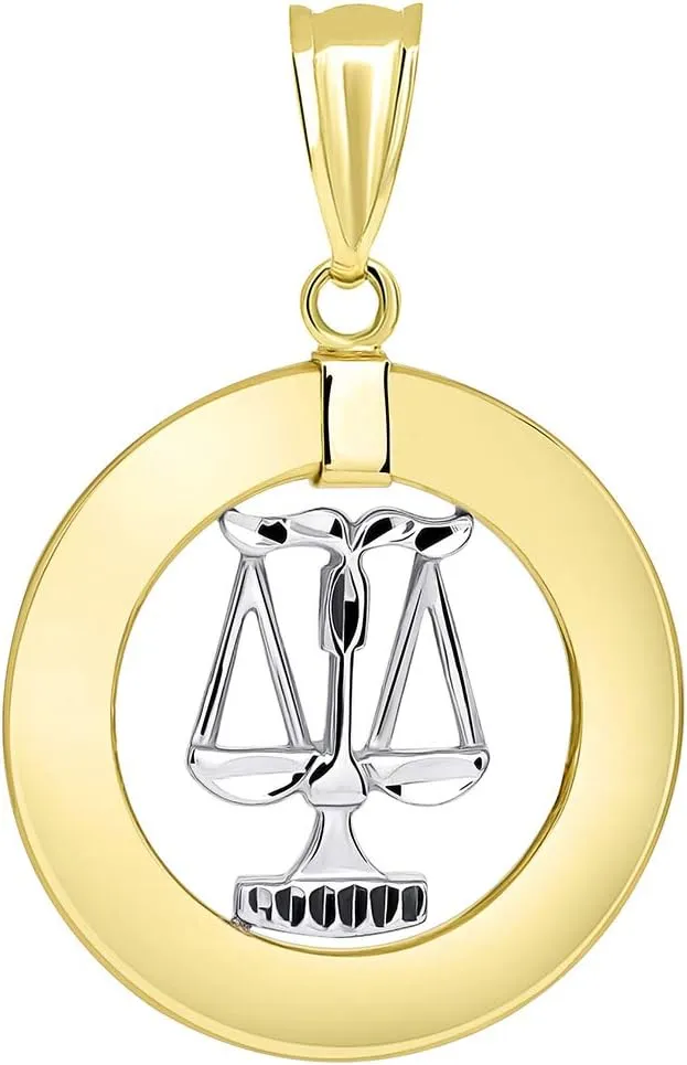 14k Two-Tone Gold Open Circle Zodiac Sign Pendant