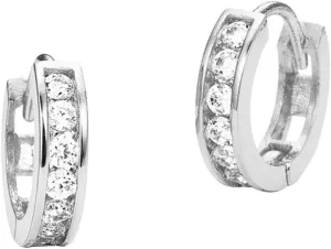 14k White Gold Channel Set Huggie Children Baby Girls Hoop Earrings