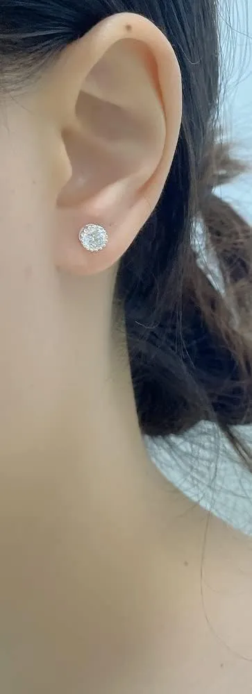 18g Solitaire Round Cubic Zirconia 925 Sterling Silver Minimalist Sleeper Stud Earrings for Women Cartilage Small Tiny Mini Huggie Diamond Studs Helix Ball Secure Screw-backs Piercing Jewelry Gifts Her Daughter Wife