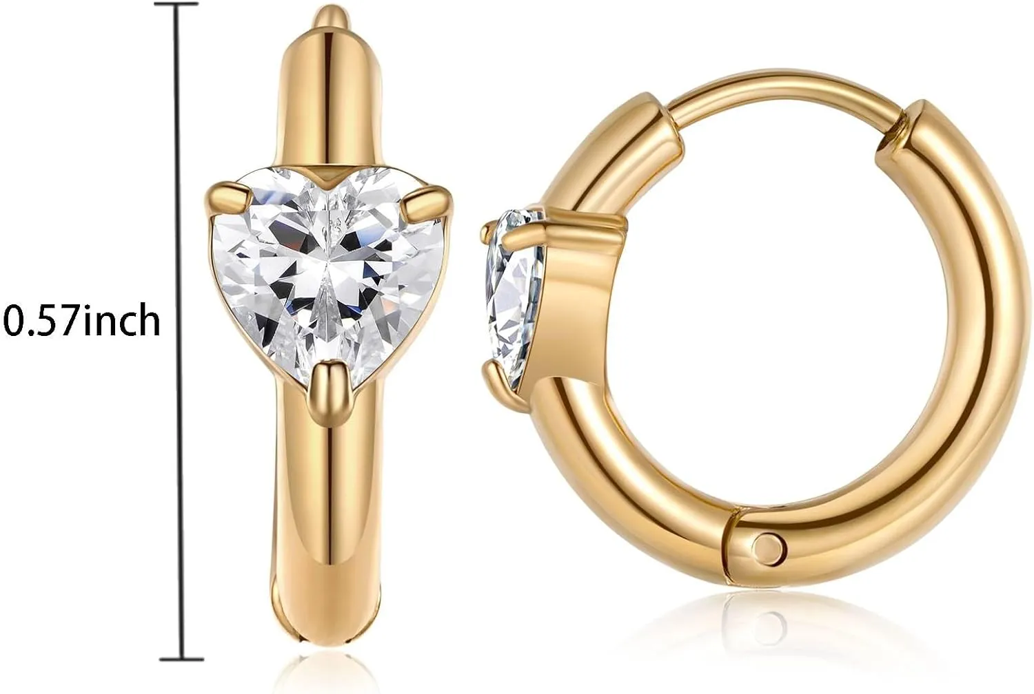 18K Gold Plated Gold Hoop Earrings,Cubic Zirconia Cuff Earrings Hypoallergenic Stud,Small Hoop Earrings Set for Women