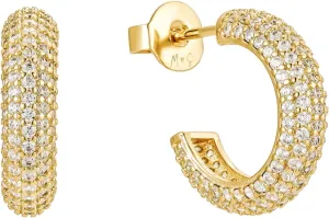 18K Gold Sparkly Hoop Earrings for Women  Gold Plated Sterling Silver Hoops with Zircon Stones  Hypoallergenic, Non-Tarnish, Lightweight Statement Jewelry by Malibu Sunday