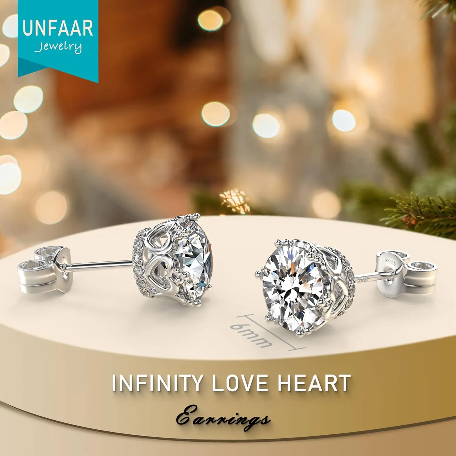 18K White Gold Plated Sterling Silver Brilliant Round Cut Cubic Zirconia Stud Earrings Simulated Diamond Stud Earrings for Women Men Hypoallergenic