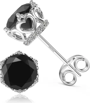 18K White Gold Plated Sterling Silver Brilliant Round Cut Cubic Zirconia Stud Earrings Simulated Diamond Stud Earrings for Women Men Hypoallergenic