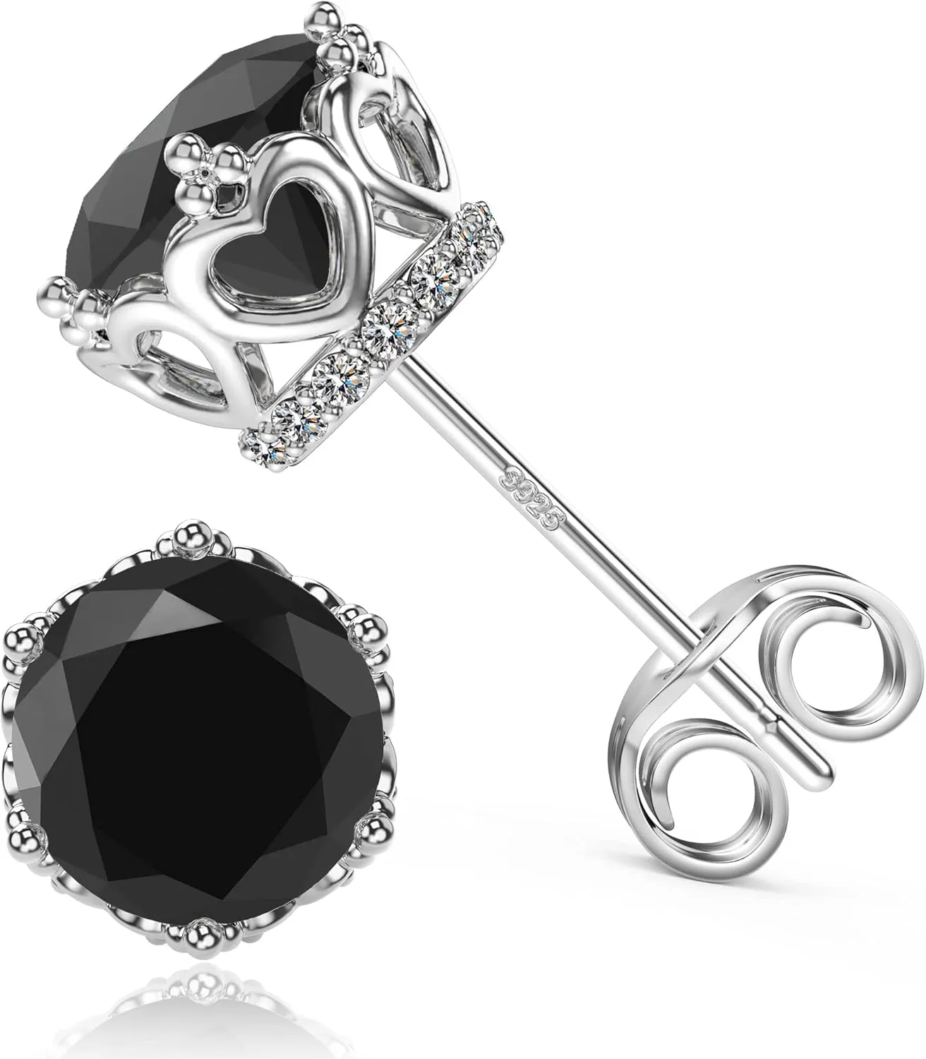 18K White Gold Plated Sterling Silver Brilliant Round Cut Cubic Zirconia Stud Earrings Simulated Diamond Stud Earrings for Women Men Hypoallergenic