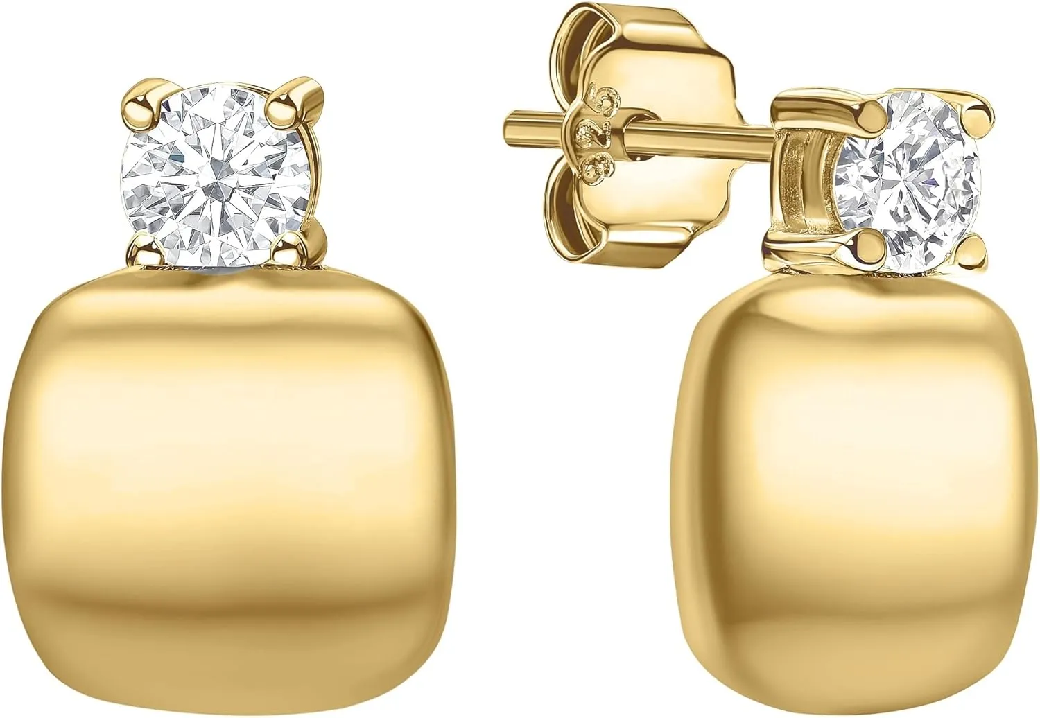 18K Yellow/White Gold Plated Silver Earring With 0.50 TCW Lab Grown Diamond (D-E Color,Round Brilliant Shape,VS Clarity) Earrings For Women, Gift For Her, Jewelry For Women Comes With Gift Box