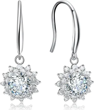 2 Carat Moissanite Stud Earrings for Women 2Ct with Certificate S925 Sterling Silver Earring Mother's Day Gift for Mom Mother Daughter