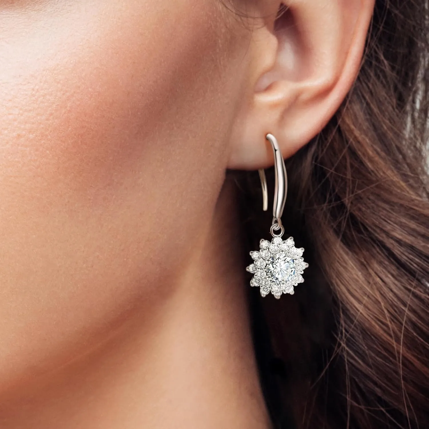 2 Carat Moissanite Stud Earrings for Women 2Ct with Certificate S925 Sterling Silver Earring Mother's Day Gift for Mom Mother Daughter