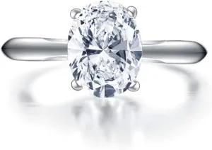 2 Carats Wedding Engagement Ring for Women, Solitaire Pear/Oval/Princess/Round Cut Ring, 925 Sterling Silver Cubic Zirconia CZ White Gold Plated Thin Band