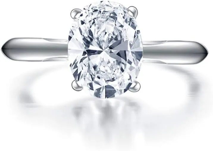 2 Carats Wedding Engagement Ring for Women, Solitaire Pear/Oval/Princess/Round Cut Ring, 925 Sterling Silver Cubic Zirconia CZ White Gold Plated Thin Band