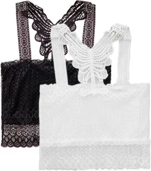 2 Pack Cleavage Cover Up Lace Camisole Tops for Women Modesty Panels Cami Secrets for Under Dress Low Neckline