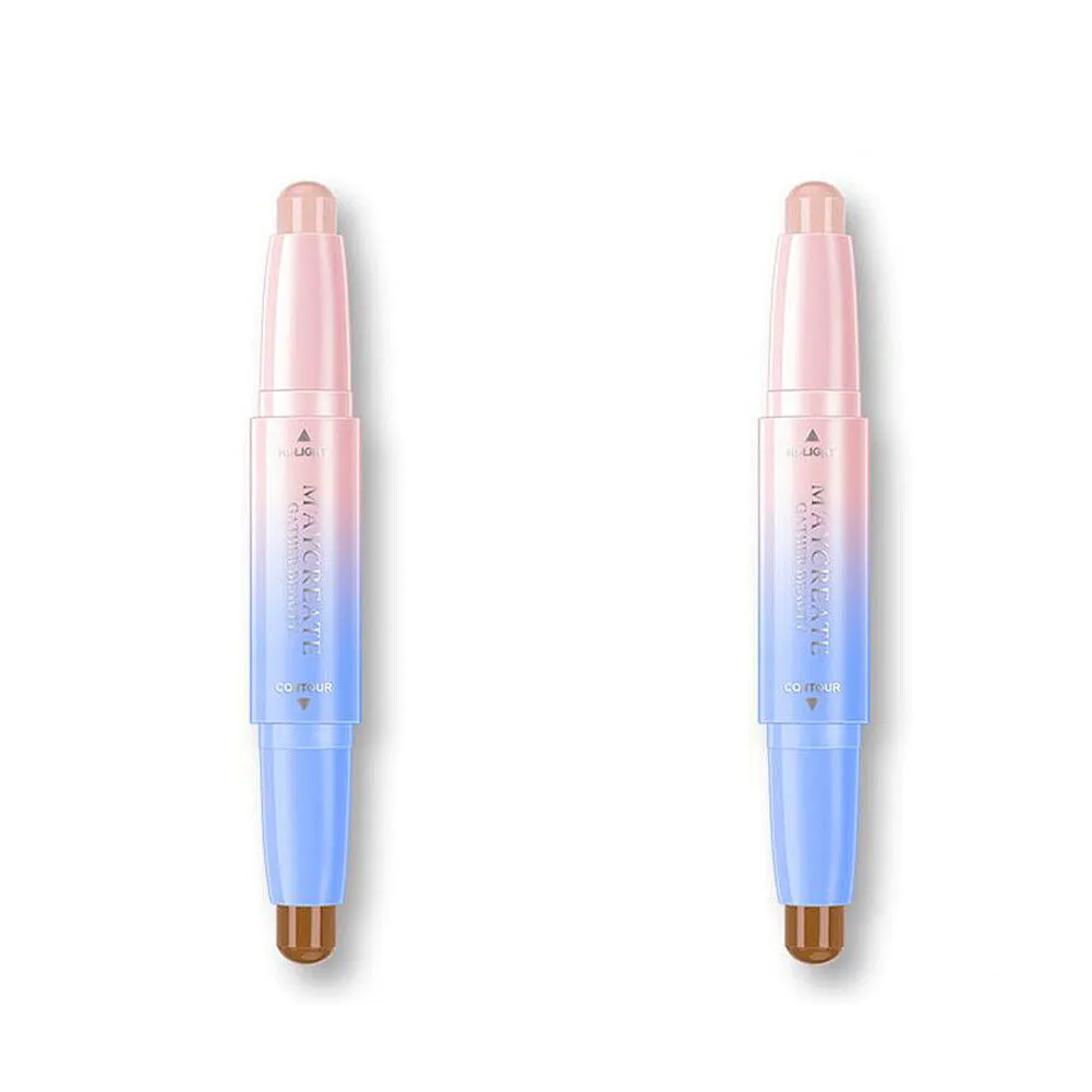 2 Pack Highlight Contour Duo Shadow Bronzer Makeup Cream Face Eye Chin Chic Pen