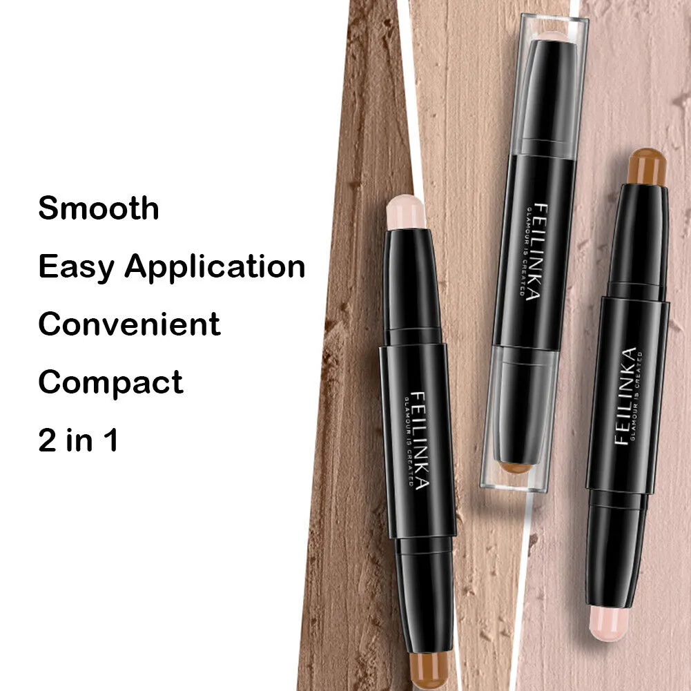 2 Pack Highlight Contour Duo Shadow Bronzer Makeup Cream Face Eye Chin Chic Pen