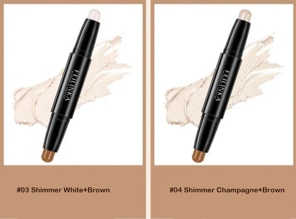2 Pack Highlight Contour Duo Shadow Bronzer Makeup Cream Face Eye Chin Chic Pen