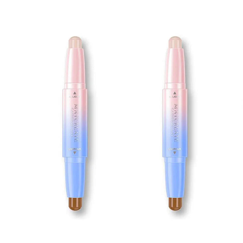2 Pack Highlight Contour Duo Shadow Bronzer Makeup Cream Face Eye Chin Chic Pen