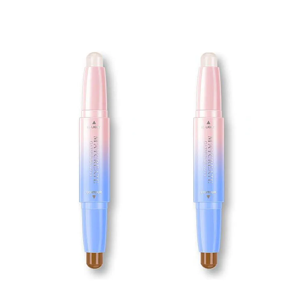 2 Pack Highlight Contour Duo Shadow Bronzer Makeup Cream Face Eye Chin Chic Pen