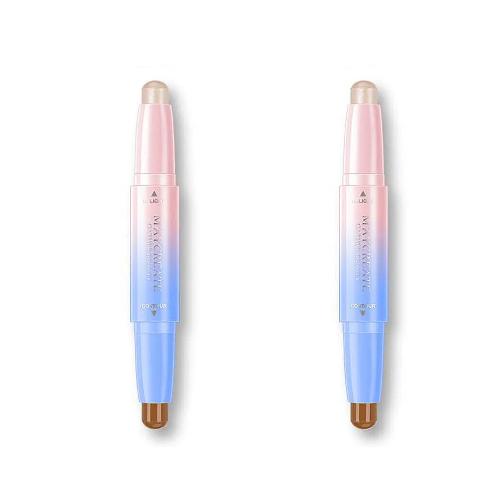 2 Pack Highlight Contour Duo Shadow Bronzer Makeup Cream Face Eye Chin Chic Pen