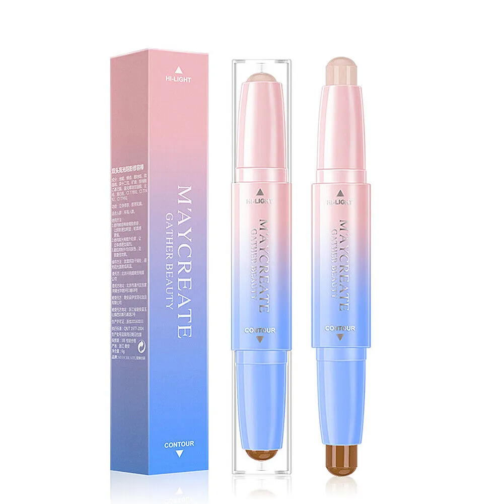 2 Pack Highlight Contour Duo Shadow Bronzer Makeup Cream Face Eye Chin Chic Pen