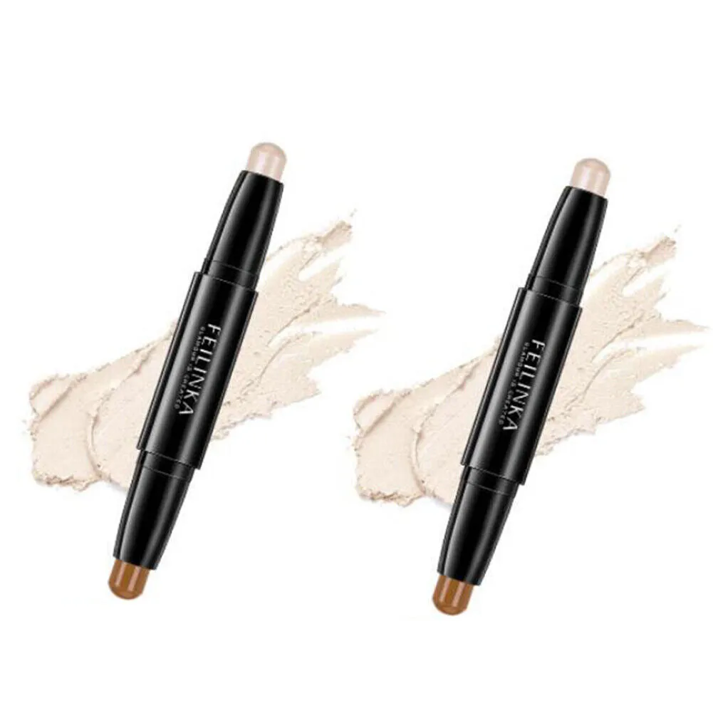 2 Pack Highlight Contour Duo Shadow Bronzer Makeup Cream Face Eye Chin Chic Pen