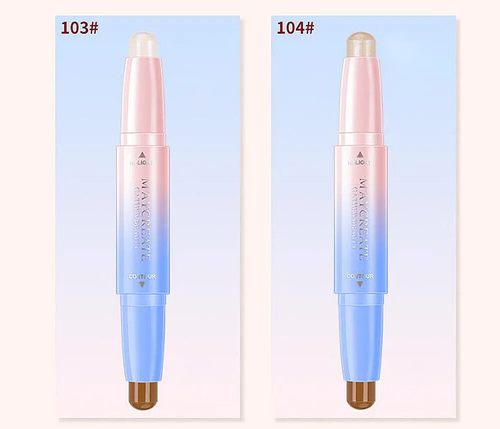 2 Pack Highlight Contour Duo Shadow Bronzer Makeup Cream Face Eye Chin Chic Pen