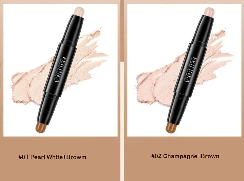 2 Pack Highlight Contour Duo Shadow Bronzer Makeup Cream Face Eye Chin Chic Pen