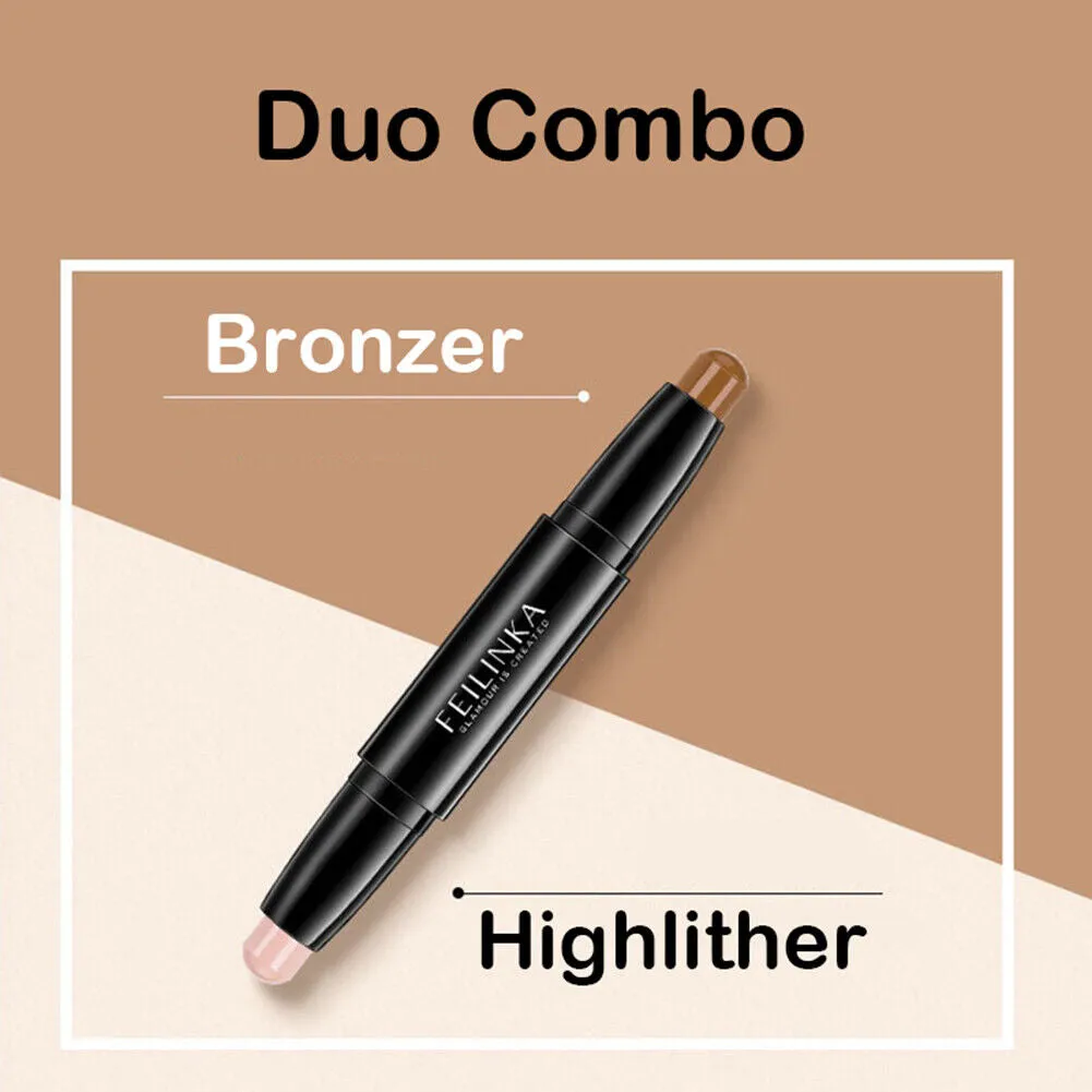 2 Pack Highlight Contour Duo Shadow Bronzer Makeup Cream Face Eye Chin Chic Pen