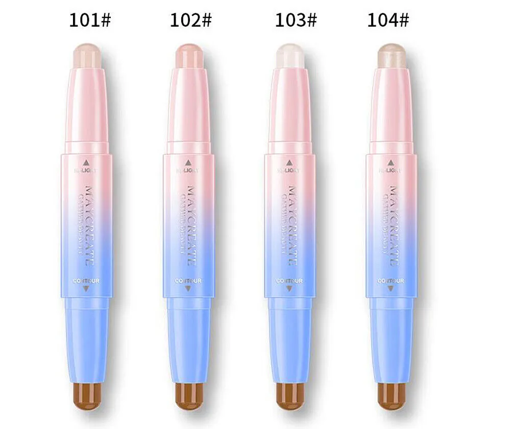 2 Pack Highlight Contour Duo Shadow Bronzer Makeup Cream Face Eye Chin Chic Pen