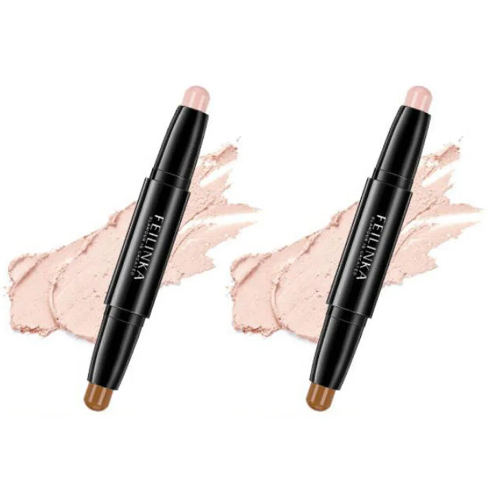 2 Pack Highlight Contour Duo Shadow Bronzer Makeup Cream Face Eye Chin Chic Pen