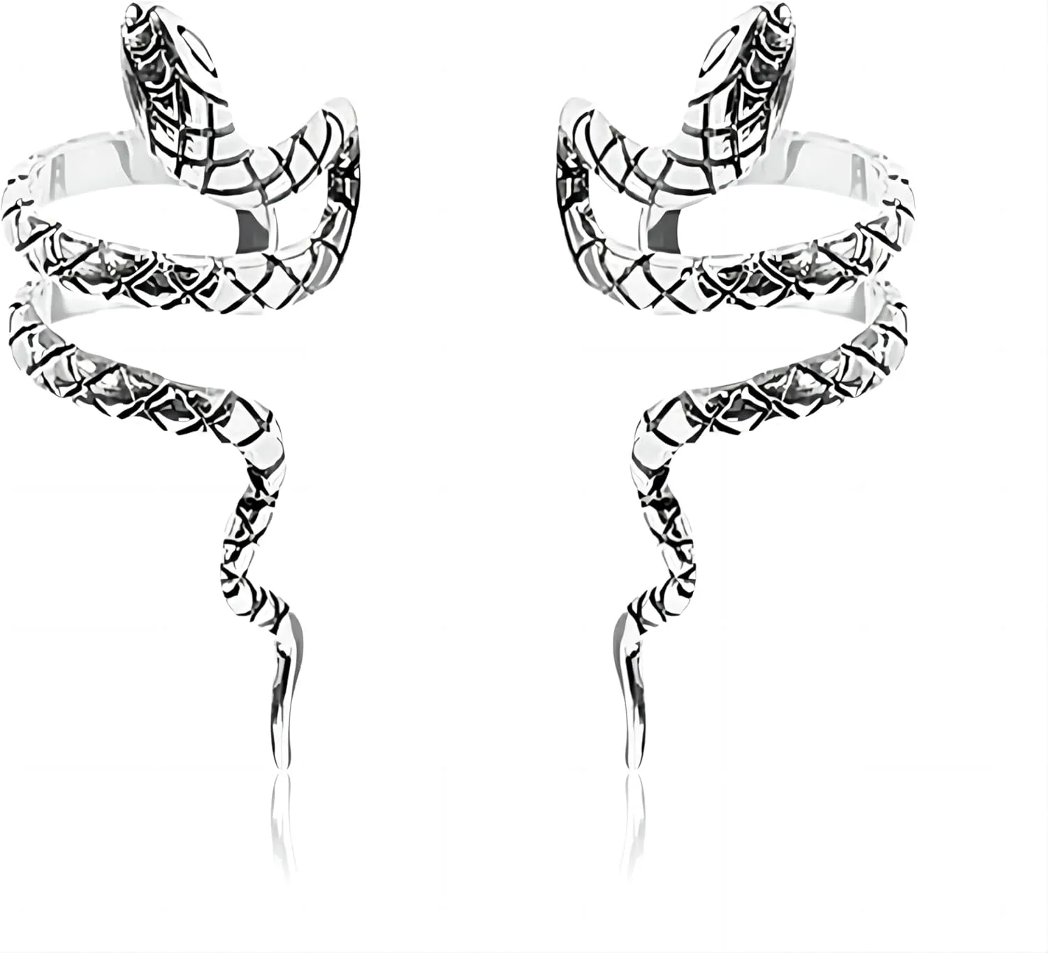 2 Pcs Snake Ear Cuff For Women Men Punk Gold Silver Snake Ear Cuff Non Animal Snake Copper Clip on Earrings For Teen Girls