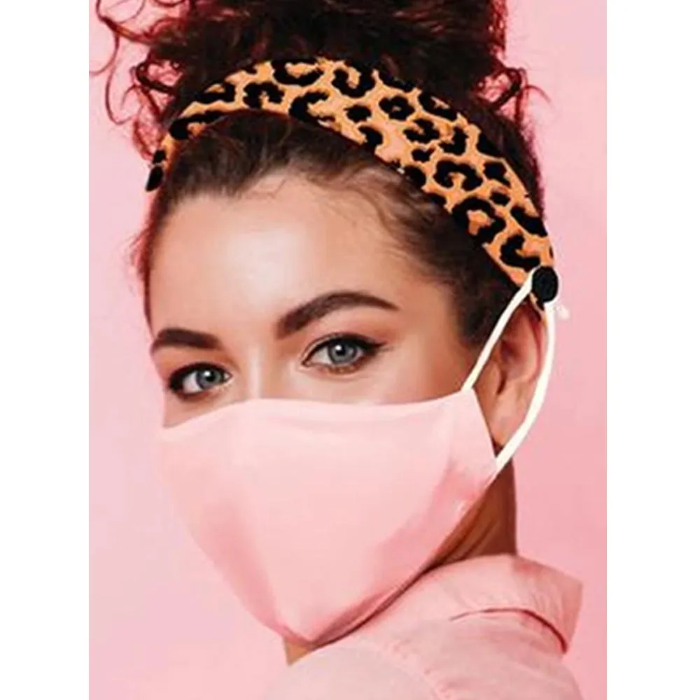3 Pc MaskMates Button Headband Elastic Hair Band Ear Saver Cover Assorted Colors