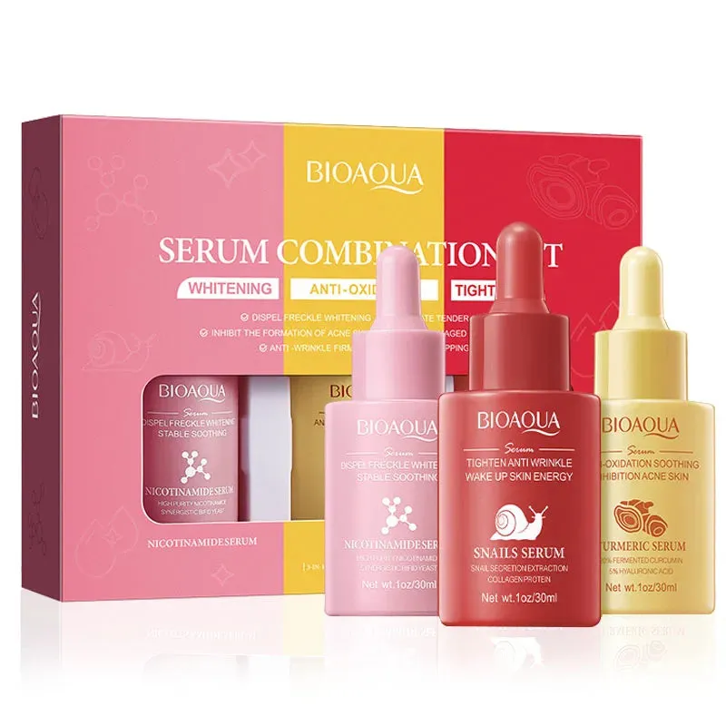 3 Piece Vitamin C Retinol Hyaluronic Acid Serum Set For Face Moisturizing
