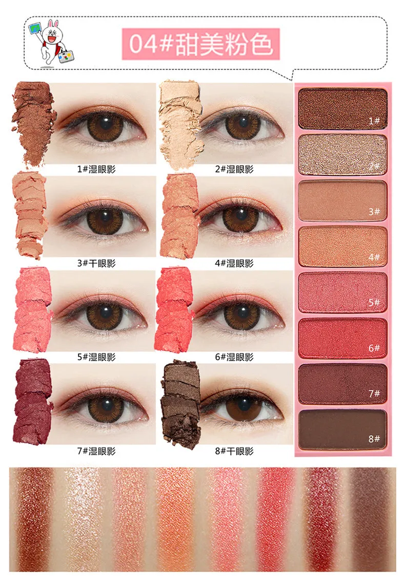 8 Color Silky Slide Eyeshadow Palette With Brush