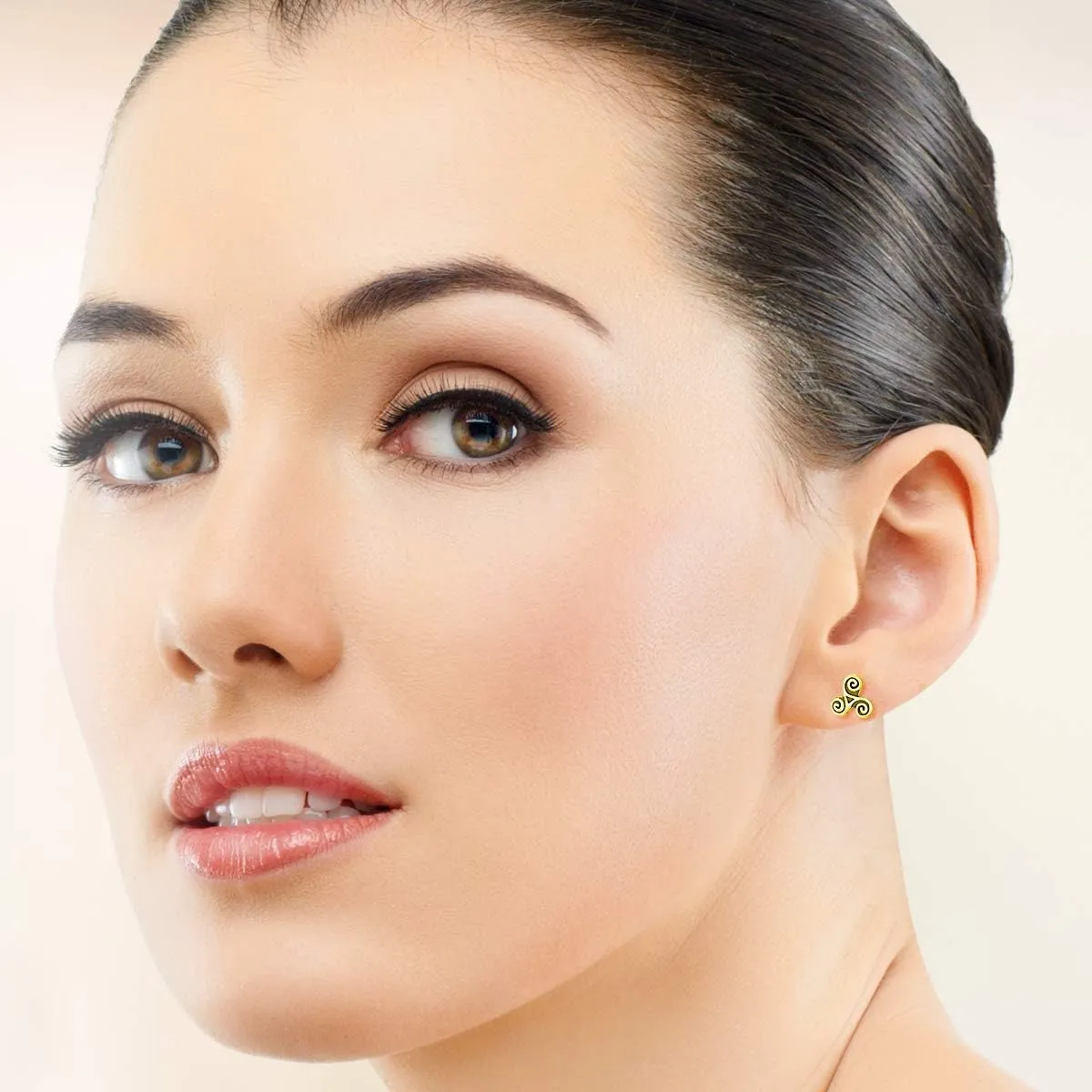 925 Sterling Silver, 24K Yellow or 18K Rose Gold Plated - TINY/VERY SMALL Fashion Studs Earrings - Celtic Triskele/Spiral/Tribal/Triskelion - Diameter: 6 mm