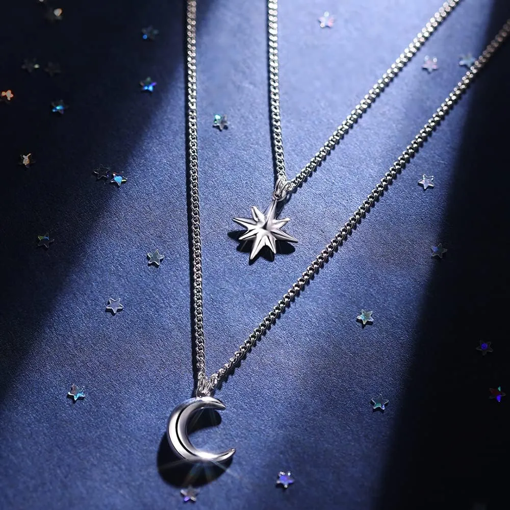 925 Sterling Silver Cross Dove Hamsa Anchor Italian Horn Sun Moon Star Choker Pendant Necklace Jewelry for Women Mens