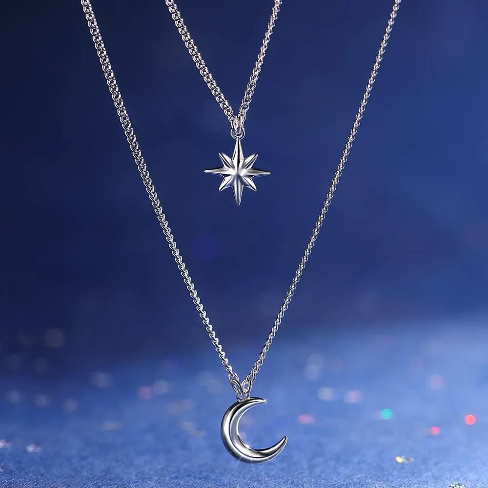 925 Sterling Silver Cross Dove Hamsa Anchor Italian Horn Sun Moon Star Choker Pendant Necklace Jewelry for Women Mens