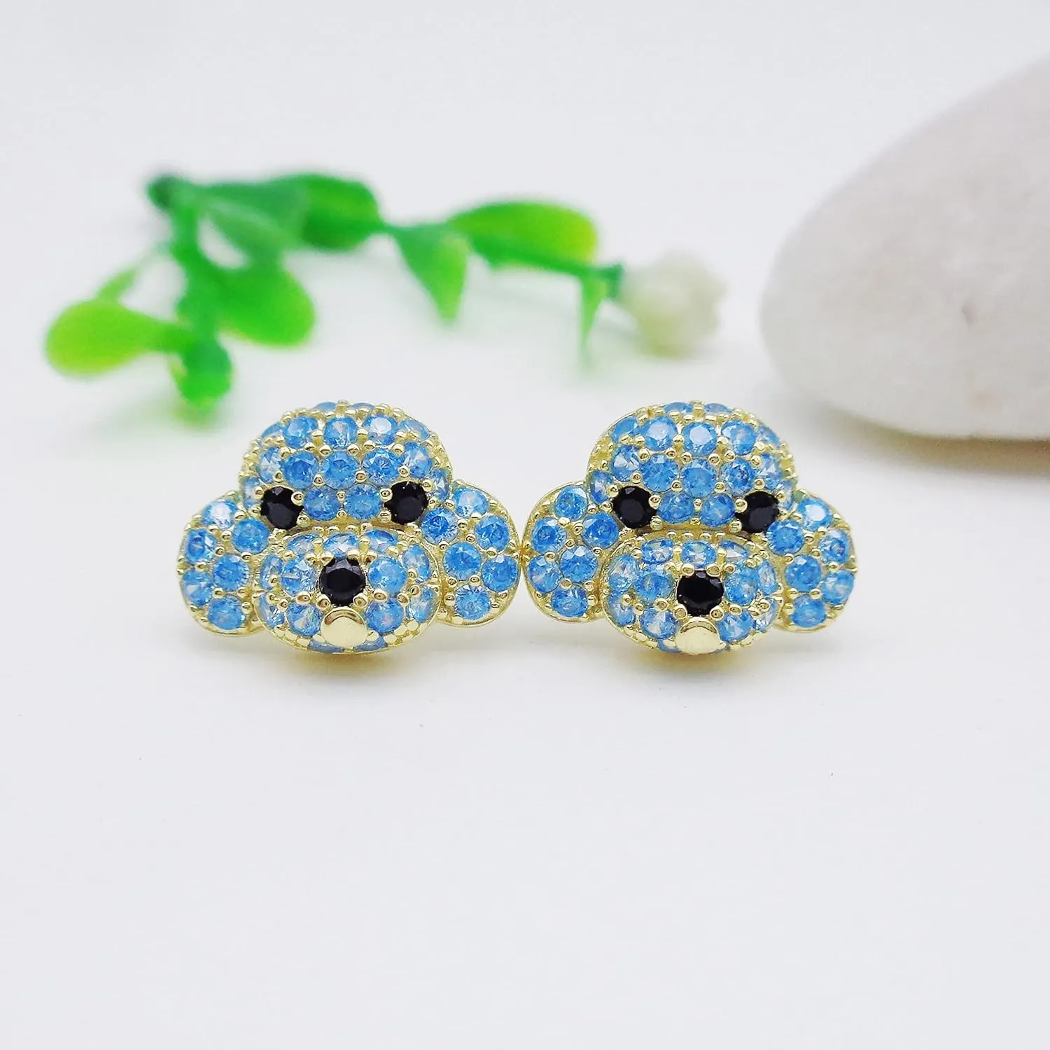 925 Sterling Silver Cute Dog Puppy Zirconia Earrings Ear Stud Piercing white gold plated Fashion Jewelry Gifts WK90055