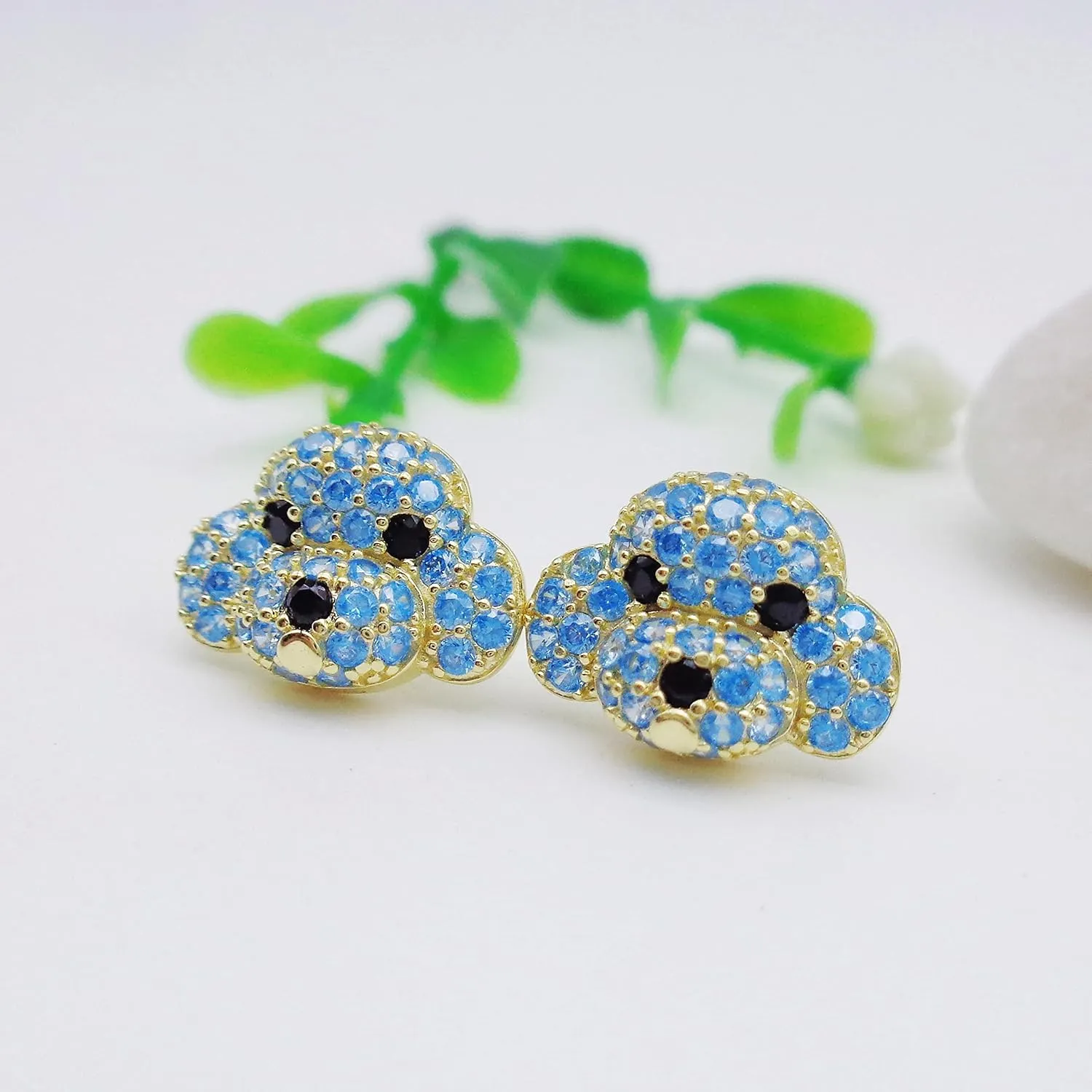 925 Sterling Silver Cute Dog Puppy Zirconia Earrings Ear Stud Piercing white gold plated Fashion Jewelry Gifts WK90055