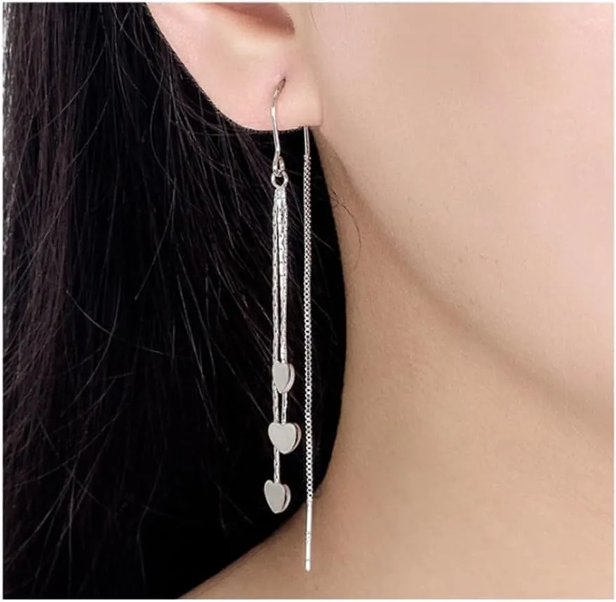 925 Sterling Silver Dangle Earrings with Charms Heart, Water drop, Moon, Star Long Drop Earring for Women Jewelry Gifts Hypoallergenic